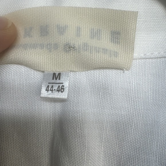 Handmade Ukraine Blue White Embroidered Vyshyvanka Button Up Blouse Medium - Picture 6 of 8